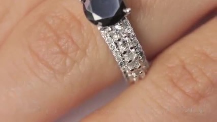 2.02 Carat Certified Natural Black Diamond Engagement Ring 14k White Gold