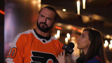 Drew McIntyre tries Philly slang before a Flyers game