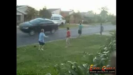 Driver Doesnt See A Kids Ramp In The Street