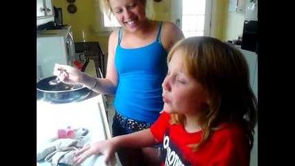 Ashley and Mackenzie's cinnamon challenge