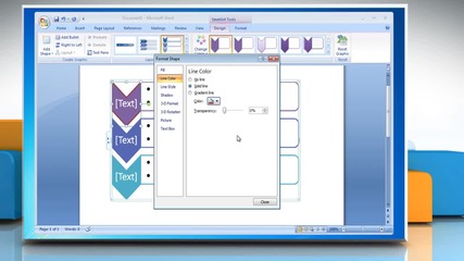 Microsoft® Word 2007: How to change colors of a flow chart on Windows® 7?