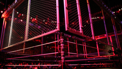 The cage is lowered for NXT's first-ever WarGames Match: NXT TakeOver: WarGames (WWE Network Exclusive)