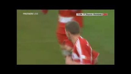Bayern Munich Vs. Hannover 4 - 1 Podolski Goal 07.03.2009 
