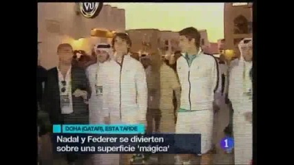 Федерер играе на вълшебно килимче с Надал! 