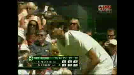 Wimbledon - Federer - Hrbaty - 5:1 Трети Сет