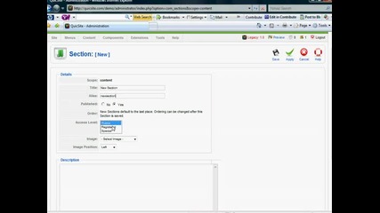 Joomla3 - Creating Sections Categories (уроци) 