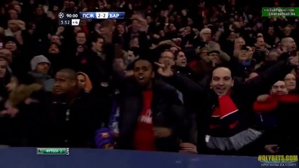 Реакцията на Меси при гола в 94-ата минута на Пари Сен Жермен