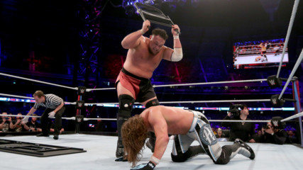 Samoa Joe smashes AJ Styles through a steel chair: WWE Super Show-Down 2018 (WWE Network Exclusive)