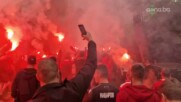 Феновете на ЦСКА с огнено посрещане на автобуса