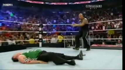 The Rock bottom to Michael Cole
