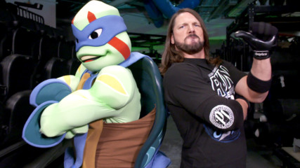 AJ Styles shows Leonardo and Donatello how to make an entrance
