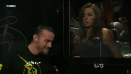 Cm Punk Blows Kiss to Randy Orton's Wife - Raw 3 21 11