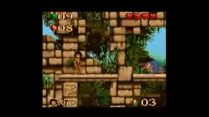 Луд геъмър в Jungle Book Part 8 Colapsing Ruins Snes demonstration