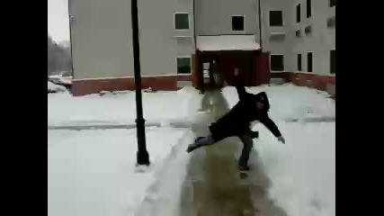 Slip and fall trying to slide on ice