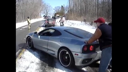 Ferrari 360 тази кола не е за в снега 