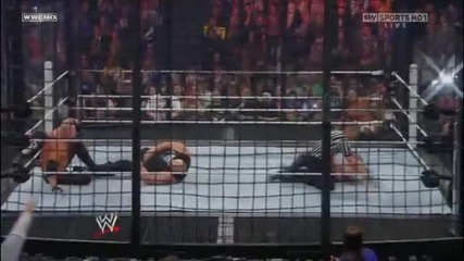 Rey Mysterio hits a Seated Senton off the Chamber