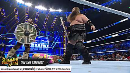 The Viking Raiders smash Xavier Woods' leg into a steel chair: SmackDown, July 29, 2022