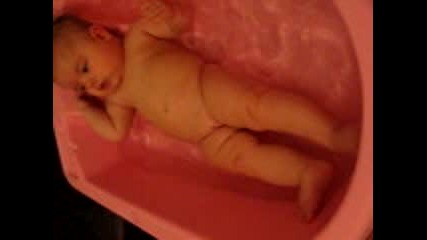 Sofia is having a bath