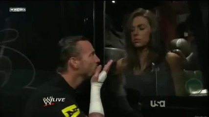 Cm Punk Blows Kiss to Randy Orton s Wife - Raw 3 21 11