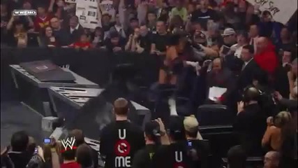 Edge - Spear to Jeff Hardy Through The Announce Table
