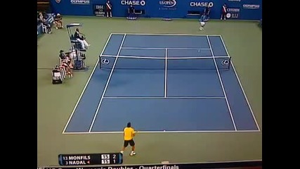 2009 Us Open - Nadal vs Monfils - best point of the tournament!