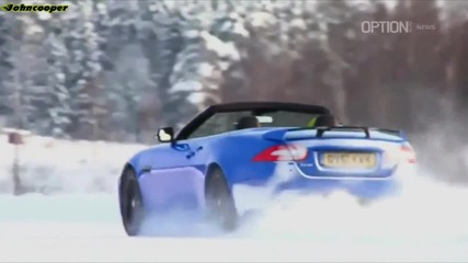 Дрифт с кабрио на сняг и лед - Jaguar Xkr-s