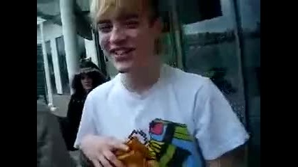 John Grimes talking to Spanish fans