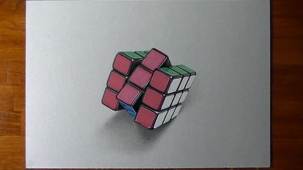Страхотна 3d рисунка на кубчето на Рубик!
