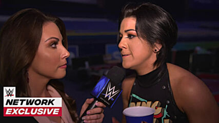 Bayley carries a broom after sweeping the Riott Squad: WWE Network Exclusive, Feb. 12, 2021