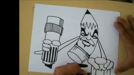 How to Draw a graffiti Character (pencil character) by Wizard 2012