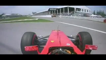 F1 Гран при на Канада 2012 - Massa се завърта и попада в трафика [hd][onboard]