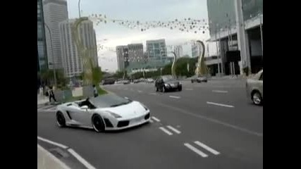 3 Lamborghini Gallardos Blasting off Loud