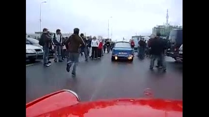 Трабант и огън от ауспусите 