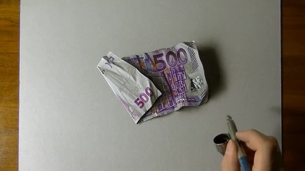 Реалистично рисуване на банкнота от 500 евро!