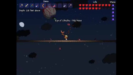 Terraria- summoning and Defeating The Eye boss