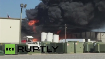 USA: Santie Oil building burns as huge flames light up Sikeston, Missouri