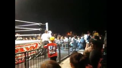 Dean Ambrose hurts his hand on ringpost.