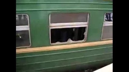 Cska hooligans attack train with Spartak fans !
