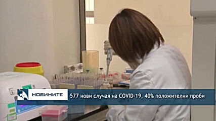 577 нови случая на COVID-19, 40% положителни проби