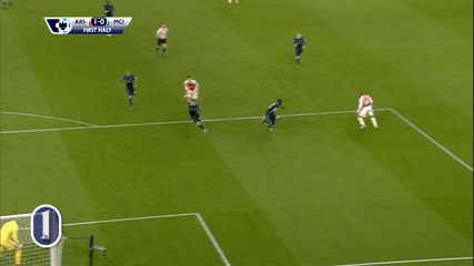 Голът на Тио Уолкът за 1:0 срещу Манчестър Сити