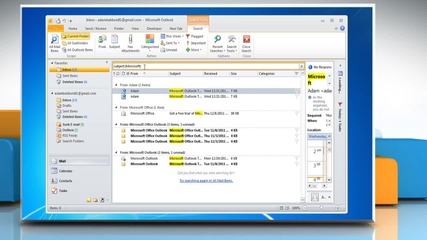 Microsoft® Outlook 2010: How to create custom search on Windows® 7?