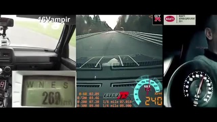 16vampir Vw Golf 2 vs. Bugatti Veyron Super Sport vs.nissan Gtr Alpha