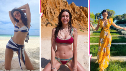 Горещо: Нина Добрев в топ форма в Португалия! Актрисата с ефектен бански и завиден тен