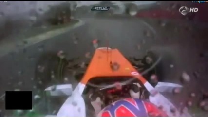 F1 Гран при на Бразилия 2012 - Di Resta се разбива в стената в последните обиколки [hd][onboard]