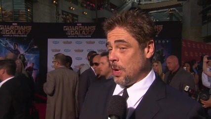 Интервю със звездата Бенисио Дел Торо на премиерата на филма Пазители на Галактиката (2014)