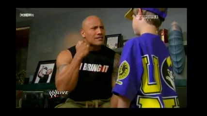 Wwe raw 14.03.2011 Тhe Rock се бъзика с John Cena. 