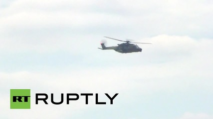 France: "Submarine hunting" helicopter NH90 flies at Paris Air Show