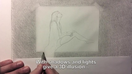 Как да се направи 3d ефект - женска фигура скица на хартия