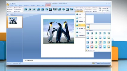 Microsoft® Powerpoint 2007: How to add effect to a picture on Windows® 7?
