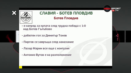 Преди Славия - Ботев Пд